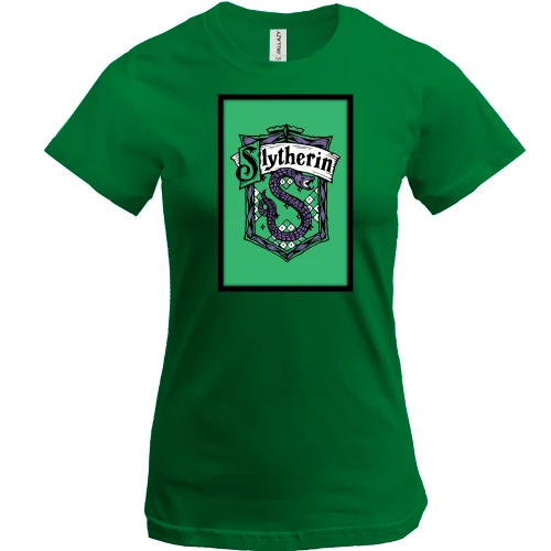 Жіноча футболка, Зелений, з гербом Slytherin (Harry Potter)