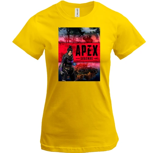 Женская футболка, Желтый, с обложкой игры APEX - Legends