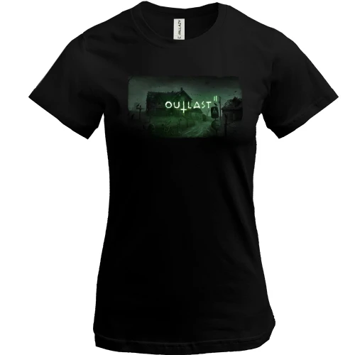 Женская футболка, Черный, с обложкой игры Outlast 2