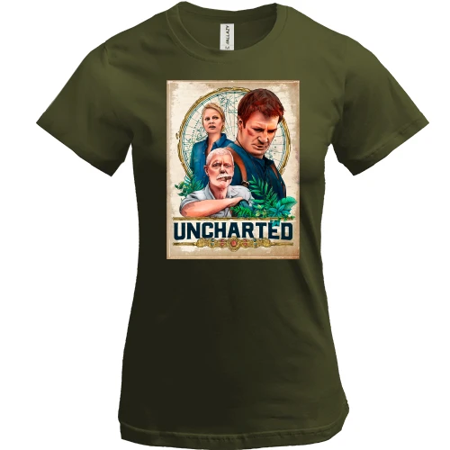 Женская футболка, Черный, с обложкой игры Uncharted