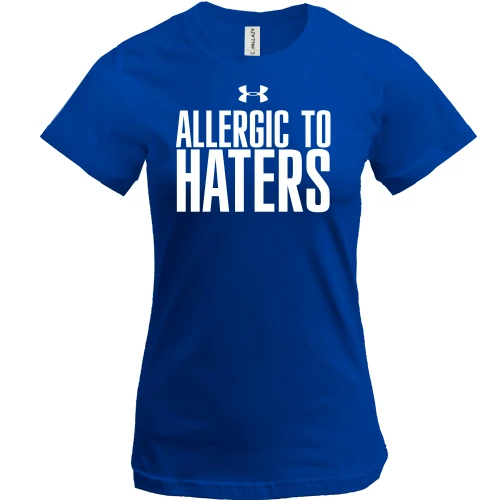 Женская футболка, Синий, Allergic to haters