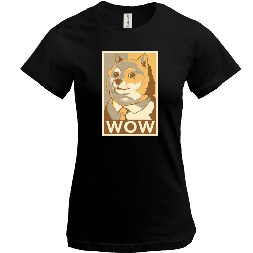 Жіноча футболка, Чорний, wow doge