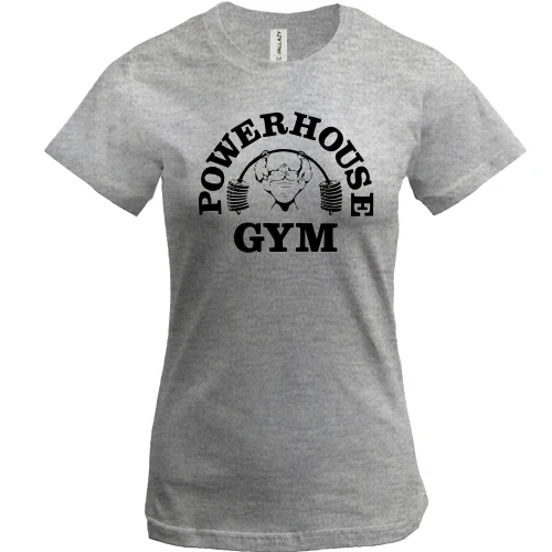 Женская футболка, Серый меланж, Powerhouse gym