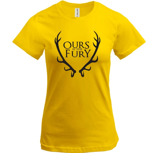 Женская футболка, Желтый, Ours Is the Fury (с гербом Баратеонов)