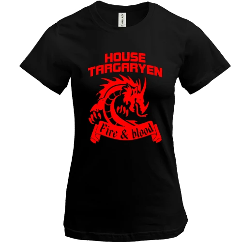 Женская футболка, Черный, Targaryen - Fire and Bllod