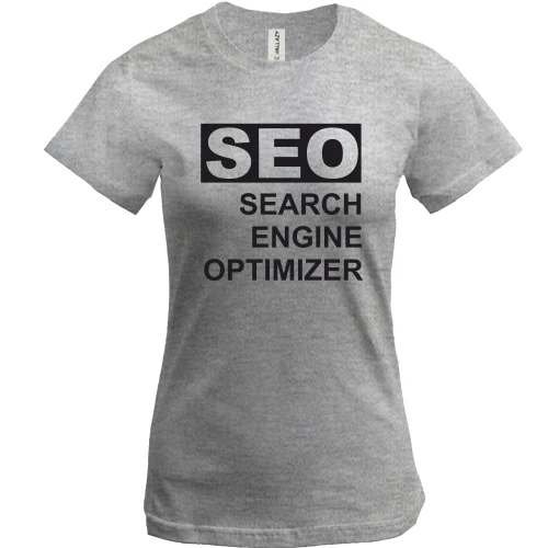 Женская футболка, серый меланж, SEO оптимизатор
