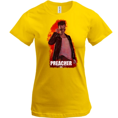 Женская футболка, Желтый, с постером Preacher