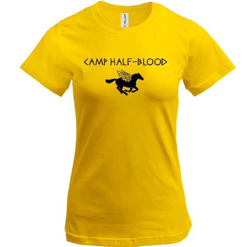 Женская футболка, Желтый, Camp half-blood