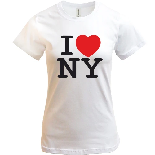 Женская футболка, Белый, I love NY