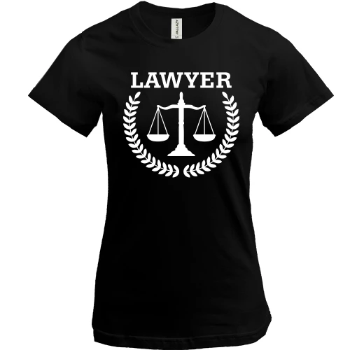 Женская футболка, Черный, с надписью "lawyer" юрист