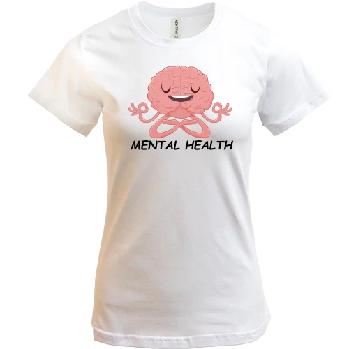 Жіноча футболка з мозком і написом "Mental Health"