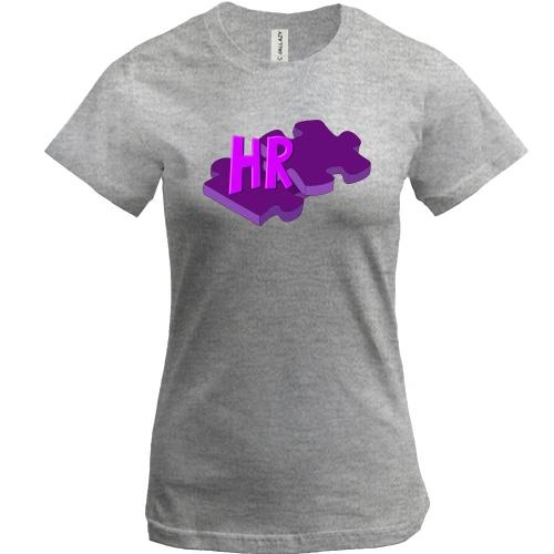 Жіноча футболка, Сірий меланж, з написом "HR"
