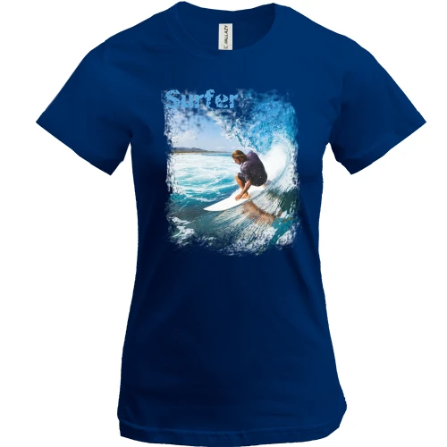 Женская футболка, Синий, Surfer