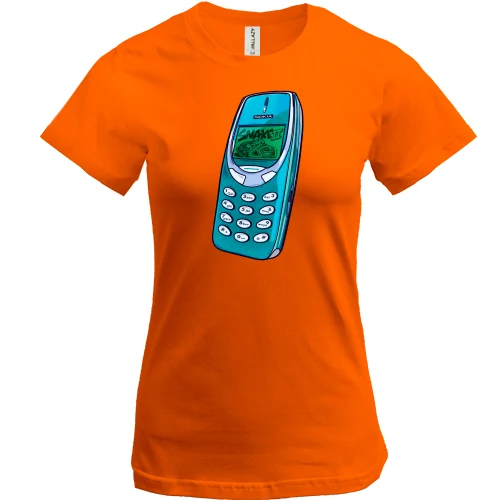 Жіноча футболка, Помаранчевий, з легендарною Nokia