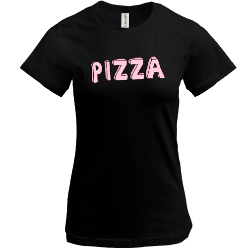 Женская футболка, Черный, с надписью "Pizza"