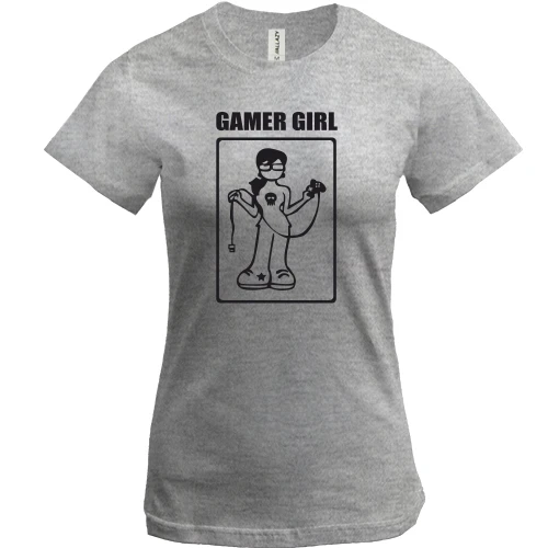 Женская футболка, Серый меланж, Gamer girl (2)