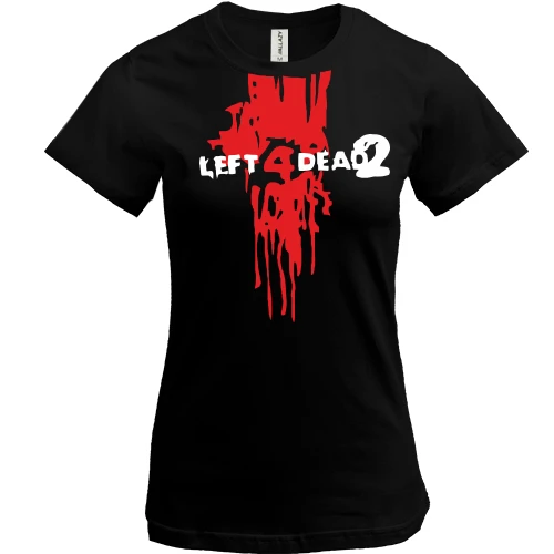 Женская футболка, Черный, Left 4 Dead 2 (кровь из шеи)