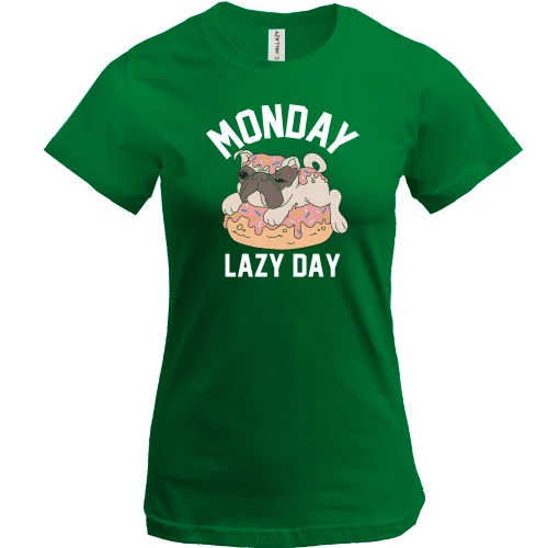 Жіноча футболка, Зелений, Monday Lazy Day Собака
