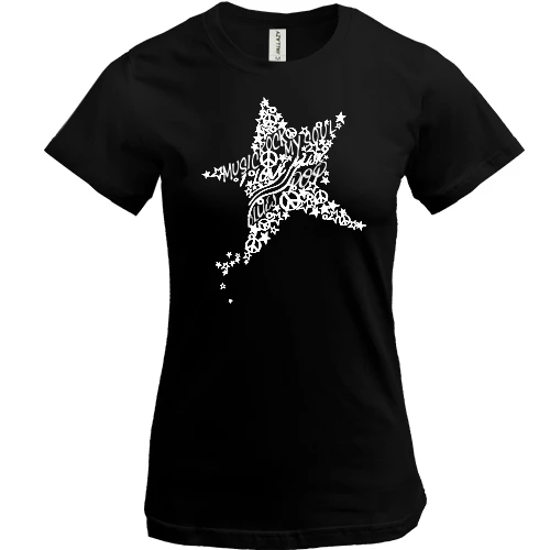 Женская футболка, Черный, Peace Star Звезда