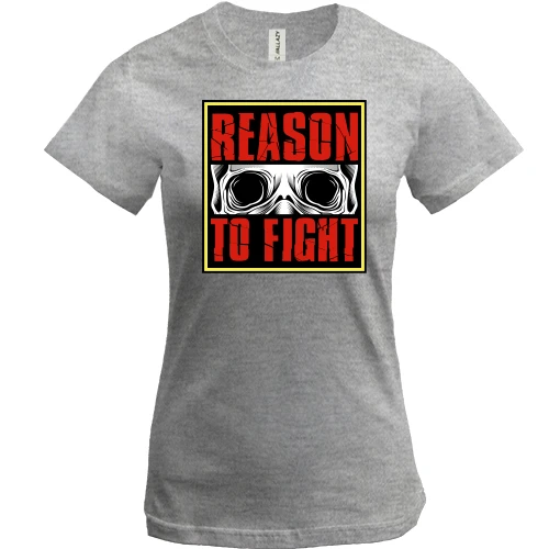 Женская футболка, Серый меланж, Reason to fight Череп