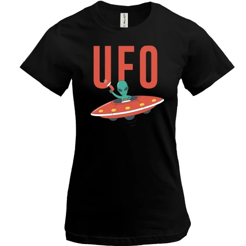Женская футболка, Черный, UFO НЛО