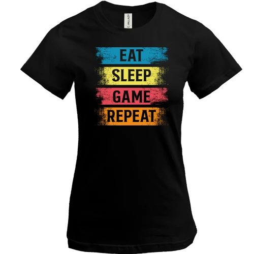 Жіноча футболка, Чорний, Eat Sleep Game Repeat