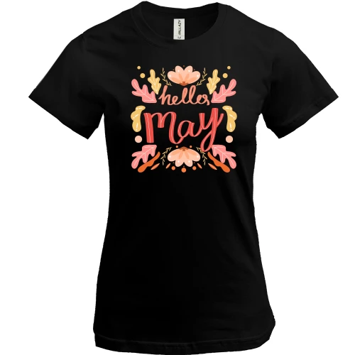 Жіноча футболка, Чорний, Hello May Травень