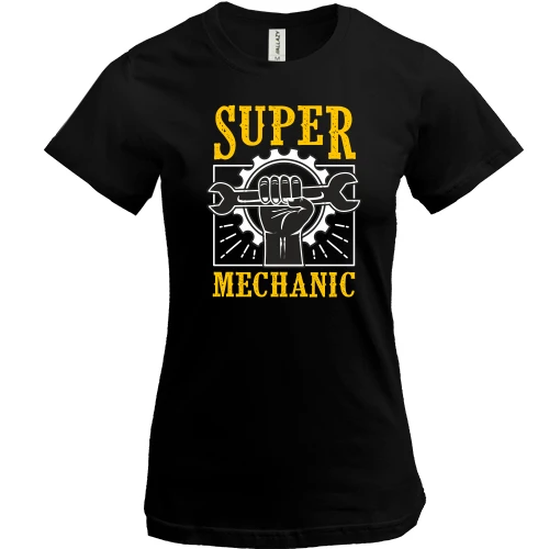 Женская футболка, Черный, Super Mechanic Механик
