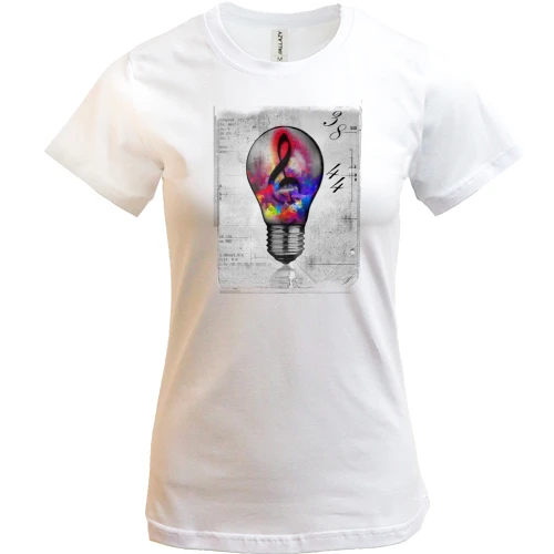 Женская футболка, Белый, Music Lamp