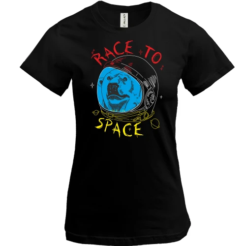 Женская футболка, Черный, Race to space