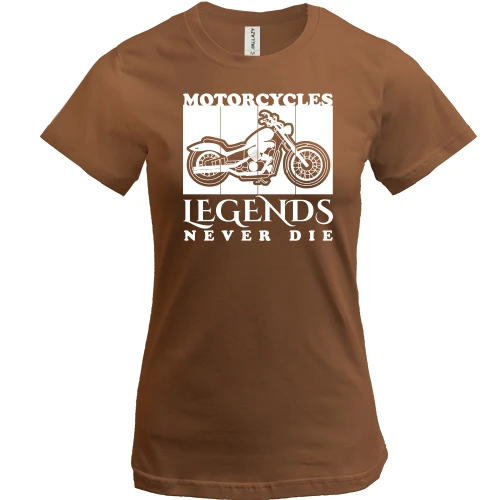 Женская футболка, бежевый, Motorcycles - Legends never die