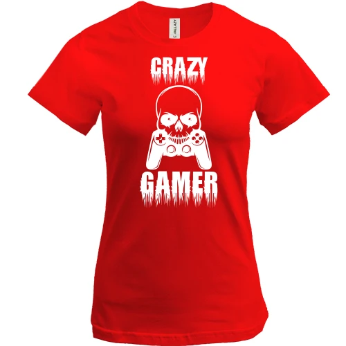Женская футболка, Серый меланж, Crazy Gamer