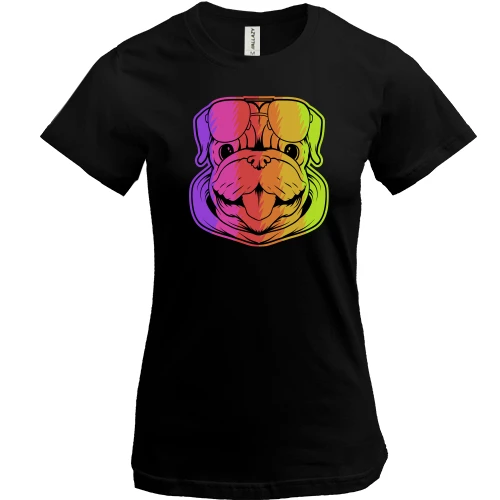 Жіноча футболка, Чорний, Rainbow Dog