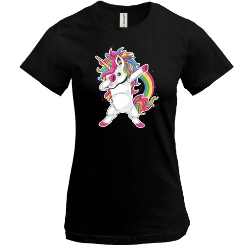 Жіноча футболка, Чорний, Rainbow Unicorn
