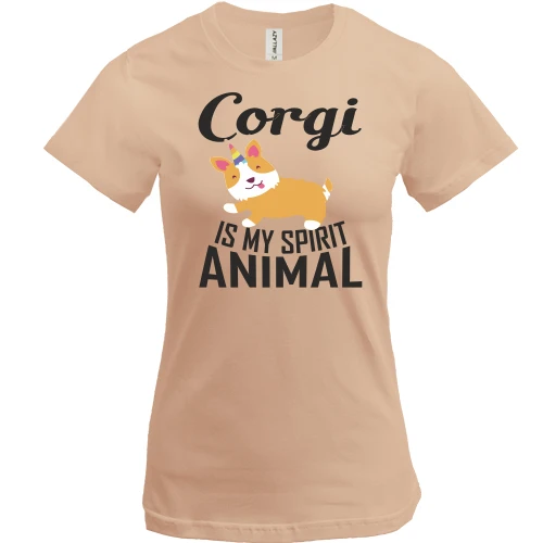 Женская футболка, Белый, Corgi - is my spirit animal