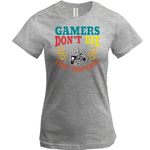Женская футболка, Серый меланж, Gamers not die