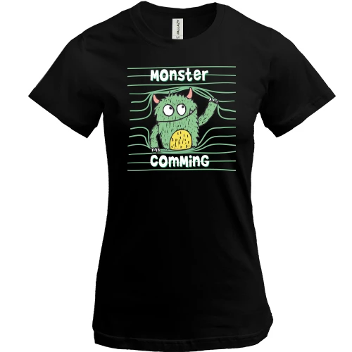Женская футболка, Черный, Monster coming