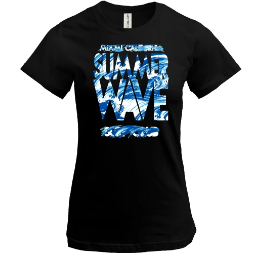 Жіноча футболка, Чорний, Summer Wave