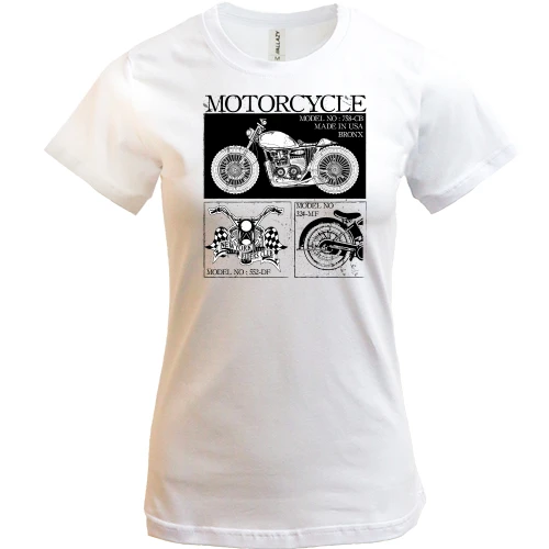 Женская футболка, белый, Motorcycle Black and White