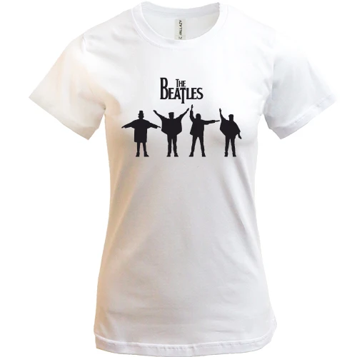 Жіноча футболка, Білий, із силуетами The Beatles у стилі Help!