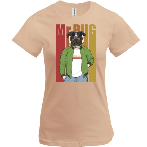Женская футболка, Белый, Mr Pug