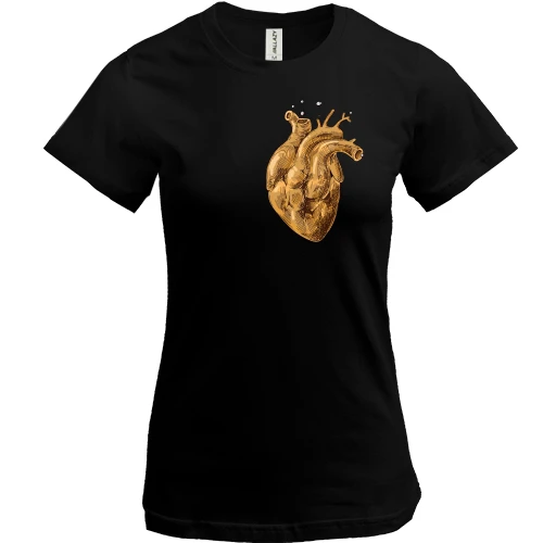 Женская футболка, Черный, Golden Heart