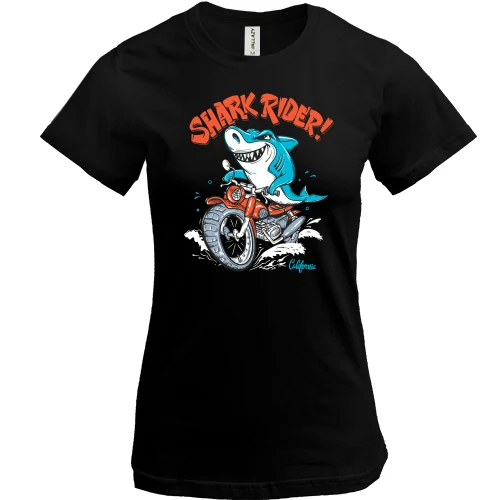 Женская футболка, Черный, Shark Rider