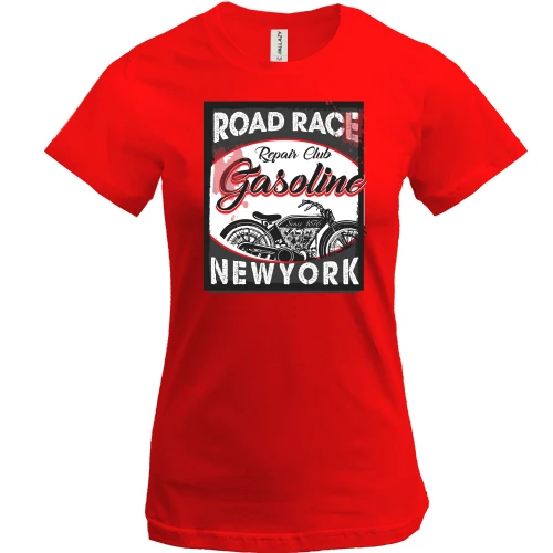 Женская футболка, красный, Road Race New York
