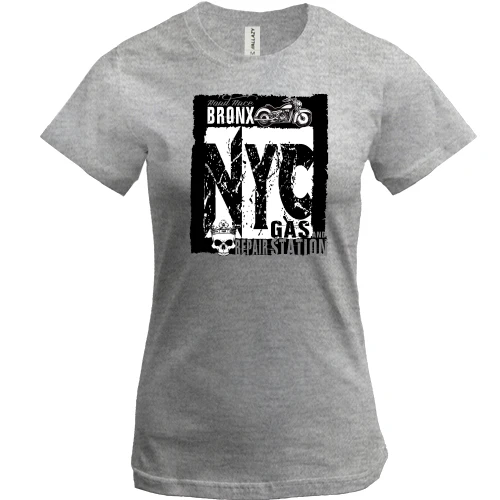 Женская футболка, Серый меланж, Bronx NYC Gas