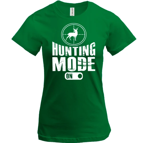 Женская футболка, Зеленый, Hunting mode on