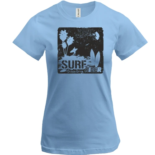Жіноча футболка, Синій, Surf ride Ocean drive