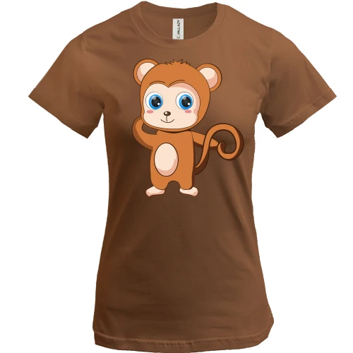 Жіноча футболка, Чорний, Cute Baby Monkey