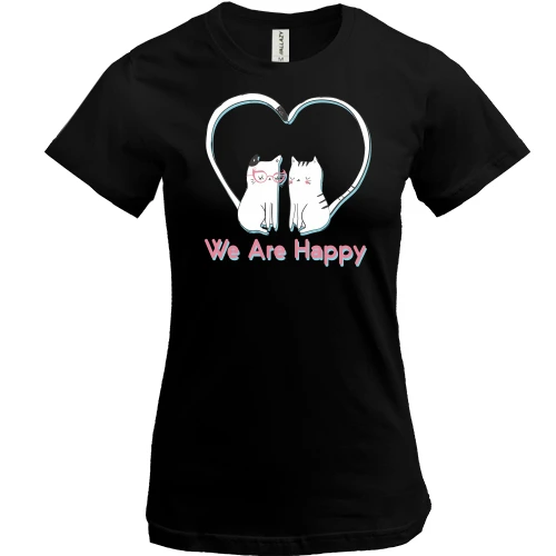Женская футболка, Черный, We Are Happy Cats