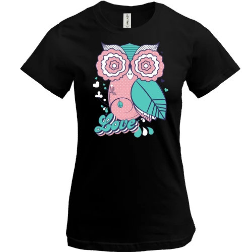 Женская футболка, Черный, Love Owl
